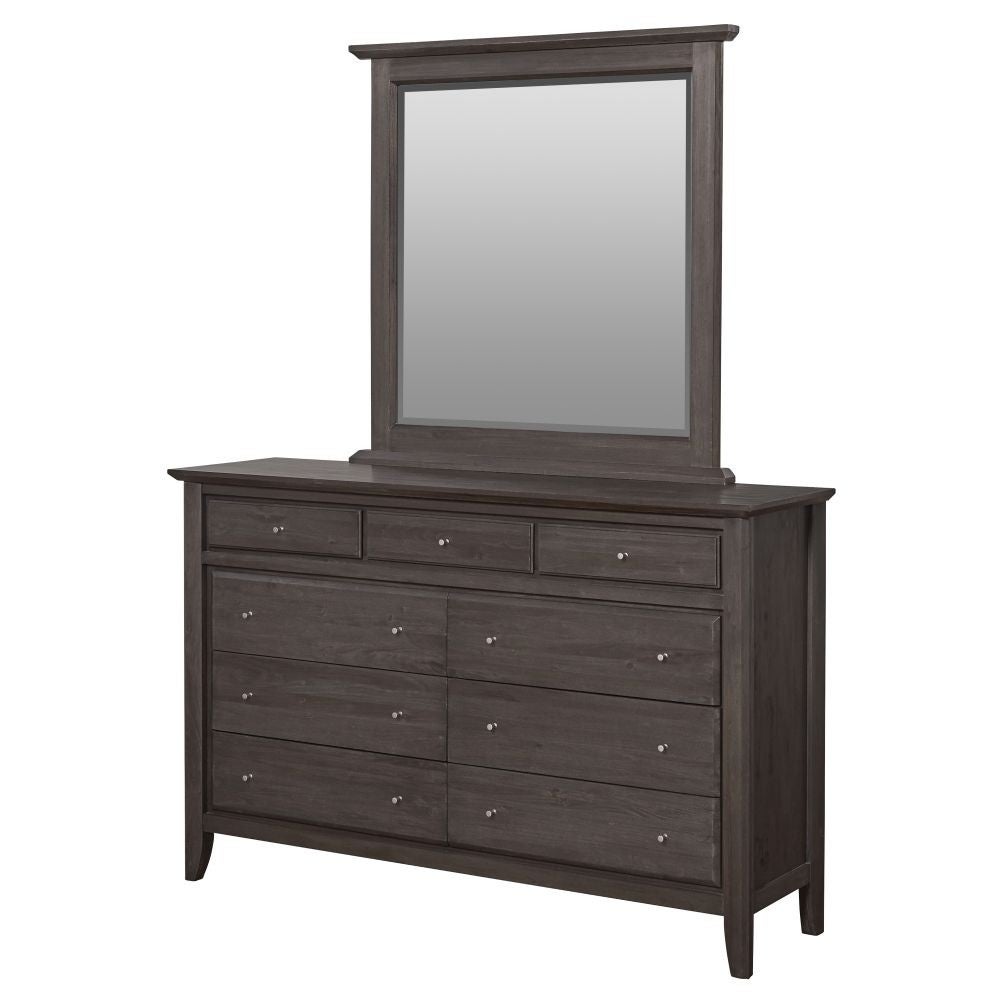 Nine Drawer Dresser with Floating Top and Metal Drawer Pull， Gray - - 30636538 - Mycitystee