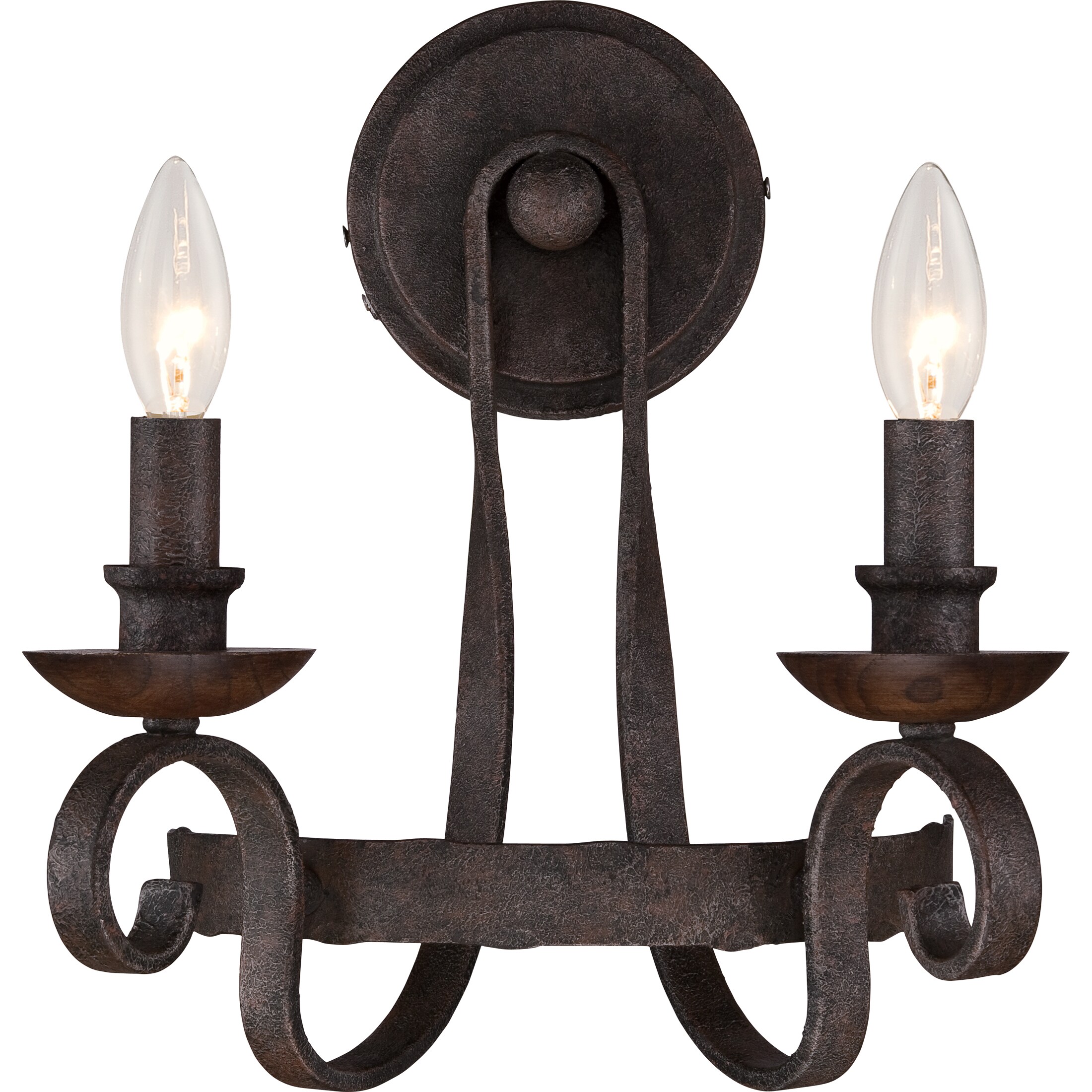 Quoizel Noble Rustic Black Two-Light Wall Sconce - Mycitystee