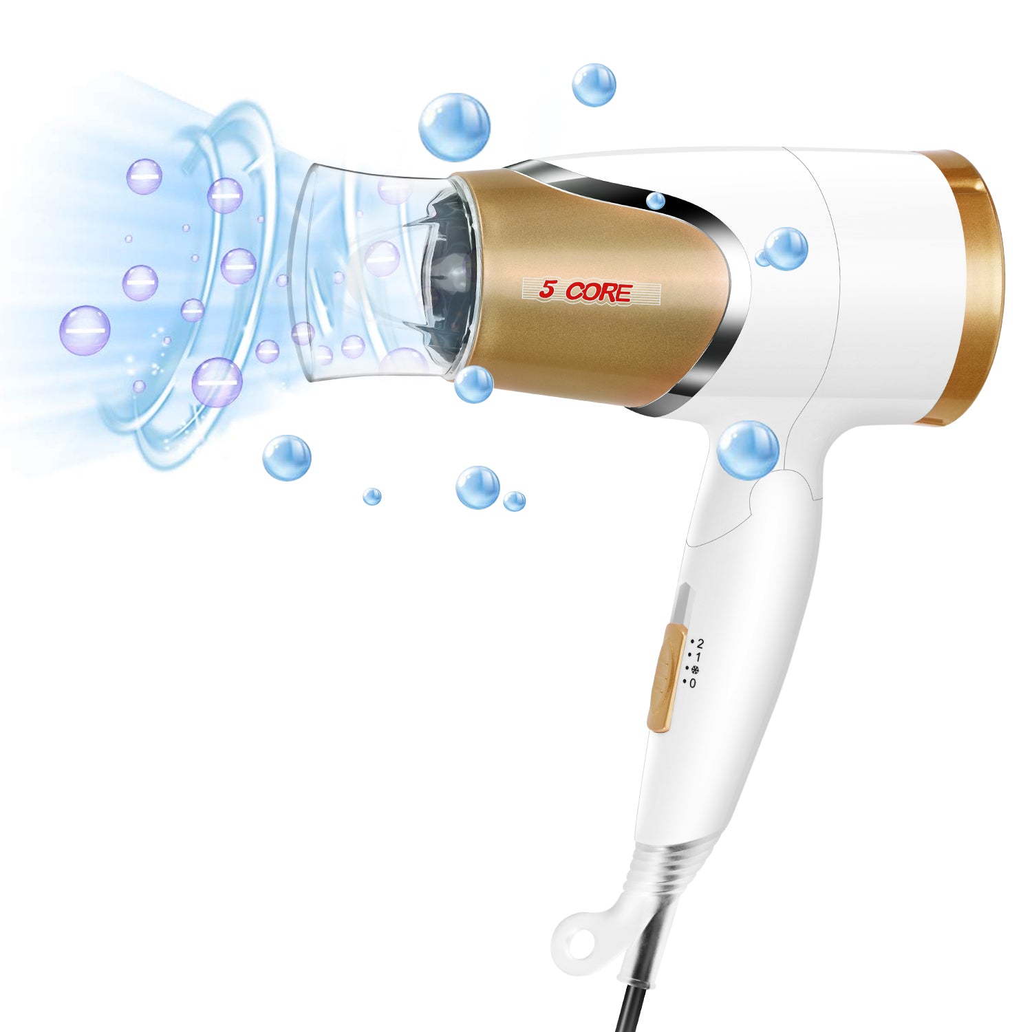 5 Core Hair Dryer Blower White| 1875 Watts of Maximum Shine| Professional Fan Styler Dry Cool Blow Shot with Foldable Handle Fan Styler Dry Cool Blow - Mycitystee