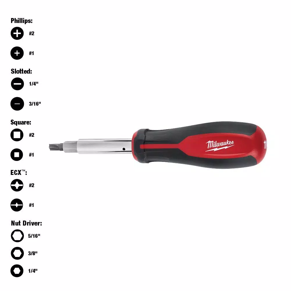 Milwaukee 11-in-1 Multi-Tip Screwdriver with ECX Driver Bits and#8211; XDC Depot - Mycitystee