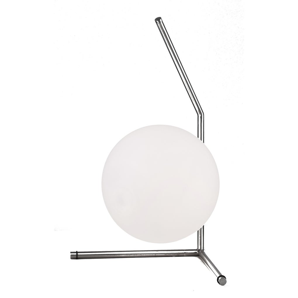 Table Lamp With A Satin Nickel Iron Frame And Milk White Glass Shade - Mycitystee
