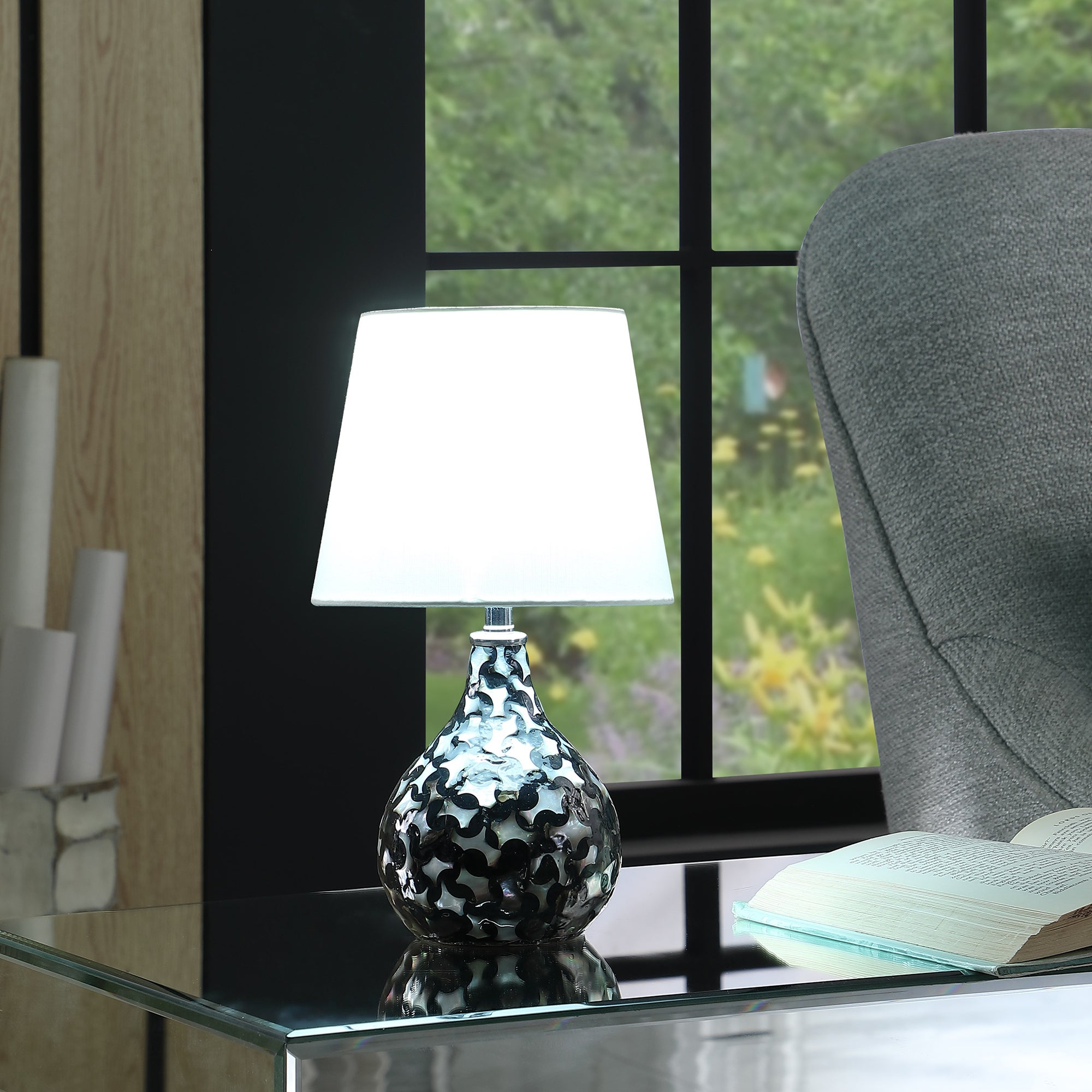 11.5 In. Modern Black Swirl Mini Polyresin Table Lamp - Mycitystee