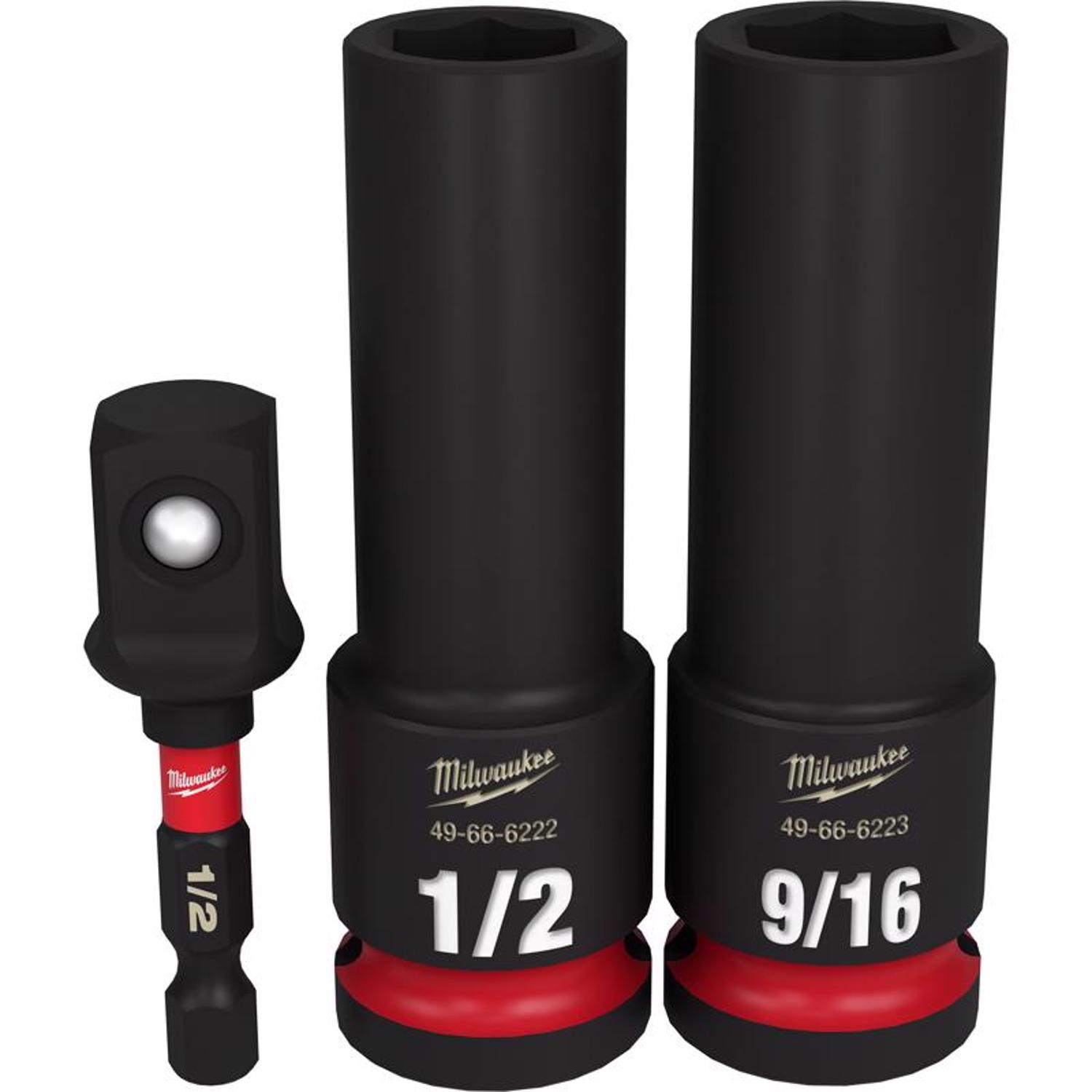 Milwaukee Shockwave 1/2 in. X 1/2 in. drive SAE 6 Point Style Deep Impact Socket Set 3 pc - Mycitystee