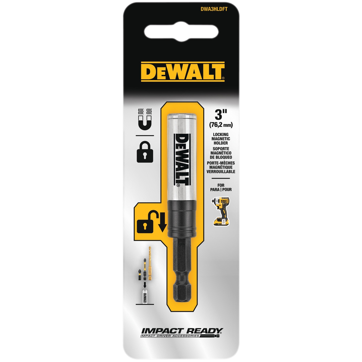DeWalt Impact Ready Hex 1/4 in. X 3 in. L Magnetic Bit Holder 1 pc - Mycitystee