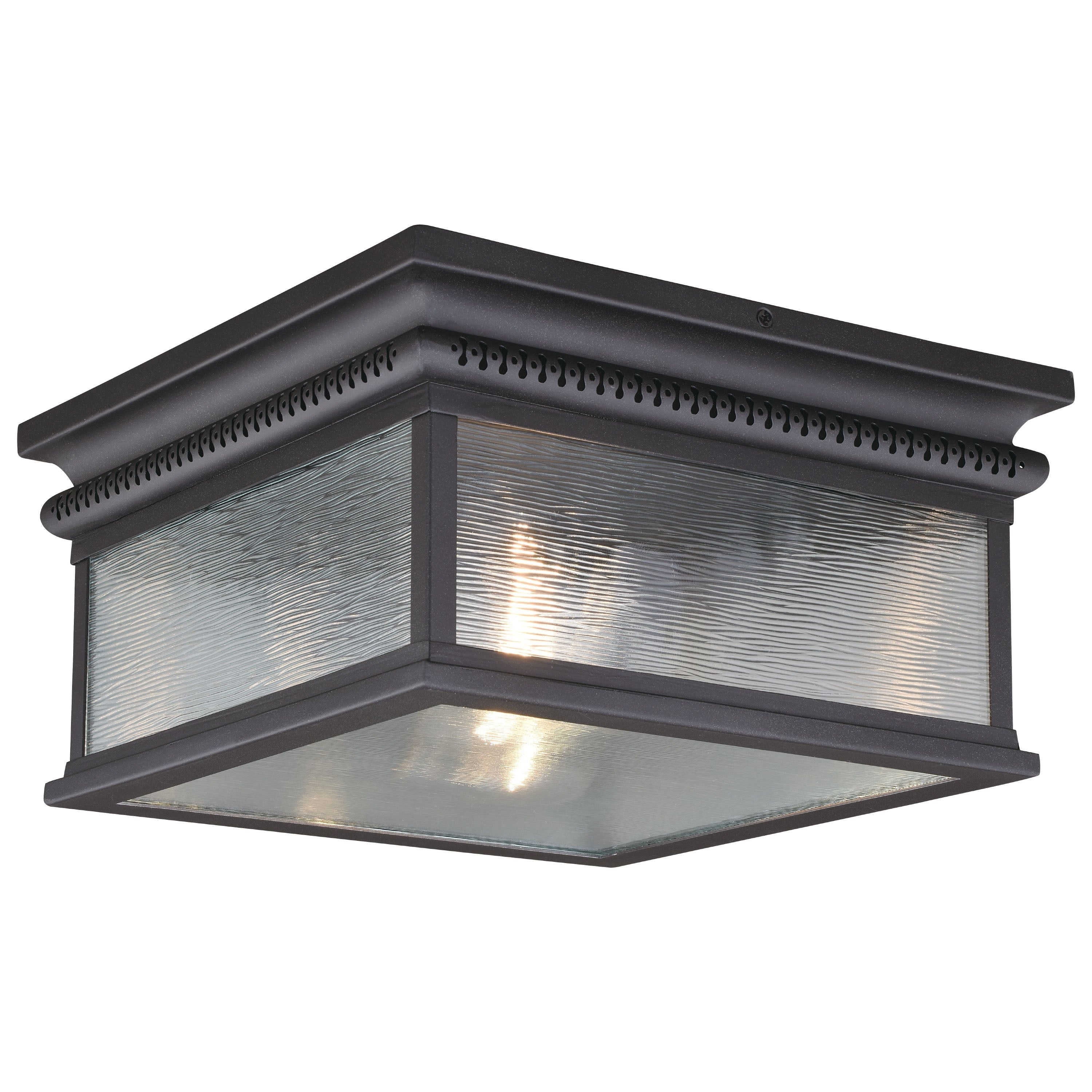 Cambridge Bronze Square Outdoor Flush Mount Ceiling Light Clear Glass - 12-in W x 6.5-in H x 12-in D - Mycitystee