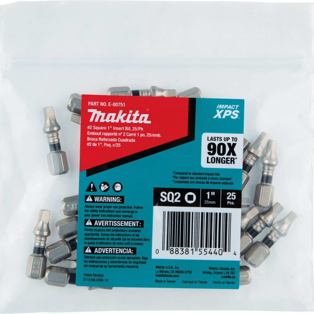 Impact XPS™ #2 Square 1 Insert Bit， 25/pk - Mycitystee
