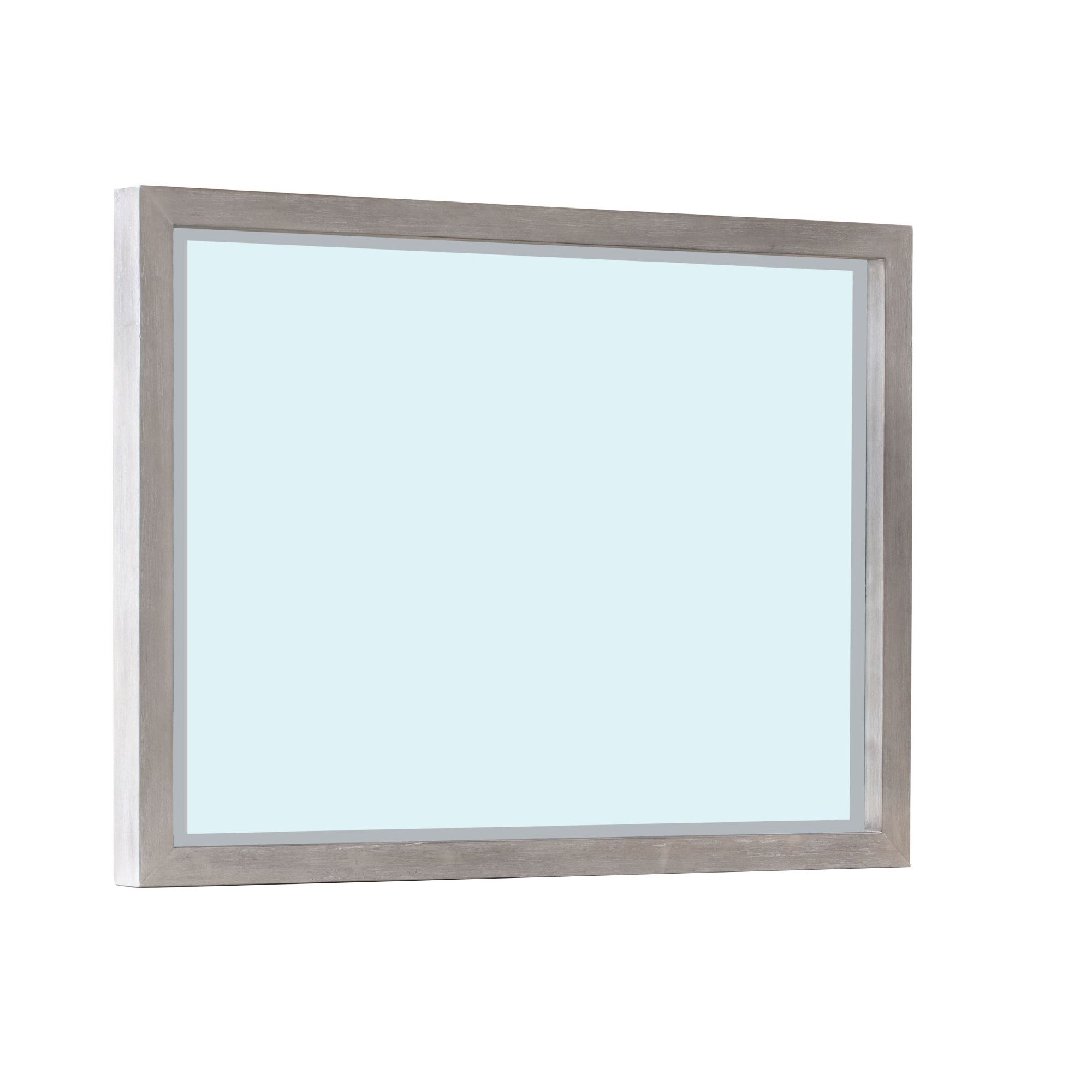 48 Inch Kim Solid Acacia Wood Dresser Mirror， Mitered Edge， Heather Gray - - 35756503 - Mycitystee