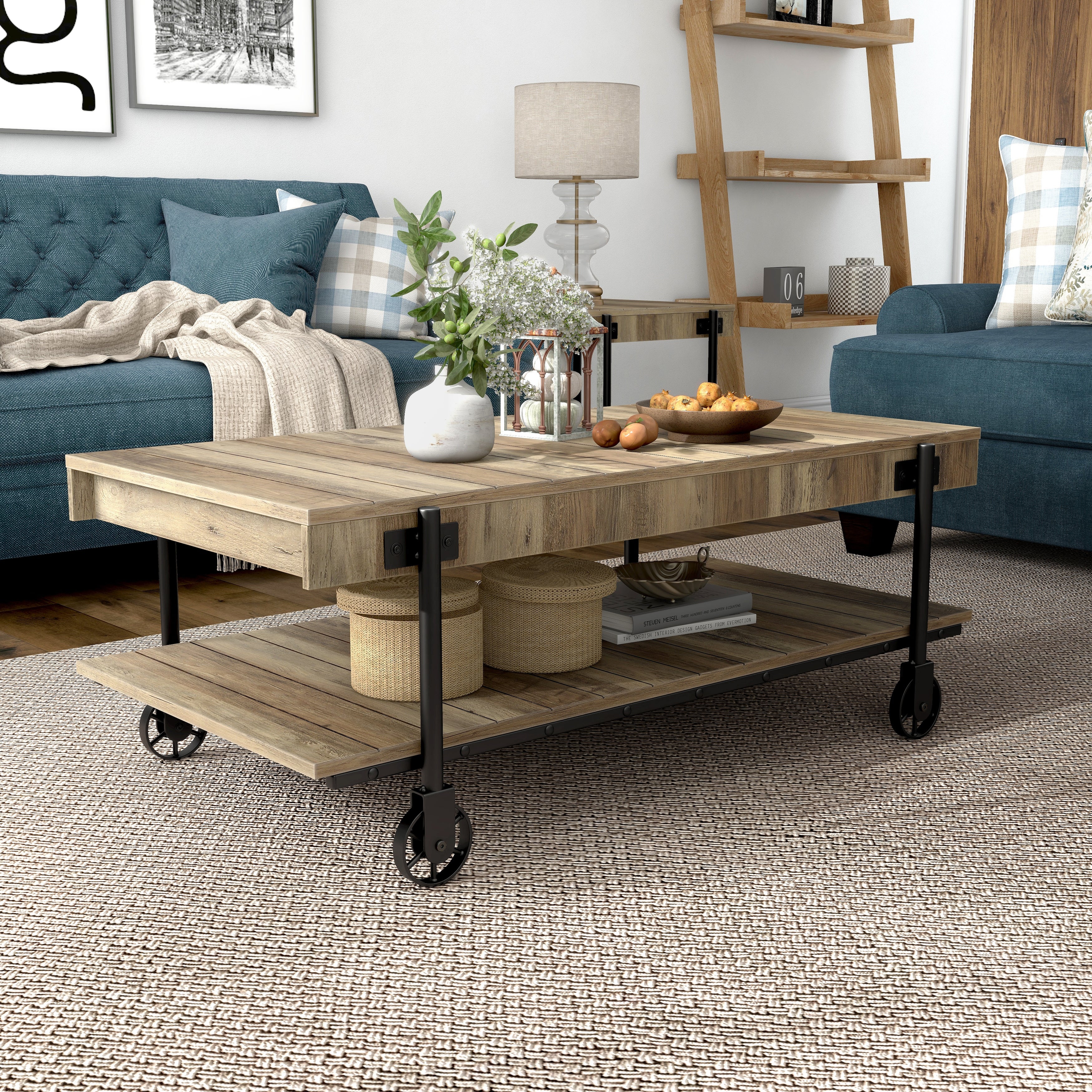 Hyssop Industrial 47-in Coffee Table by Furniture of America - Mycitystee