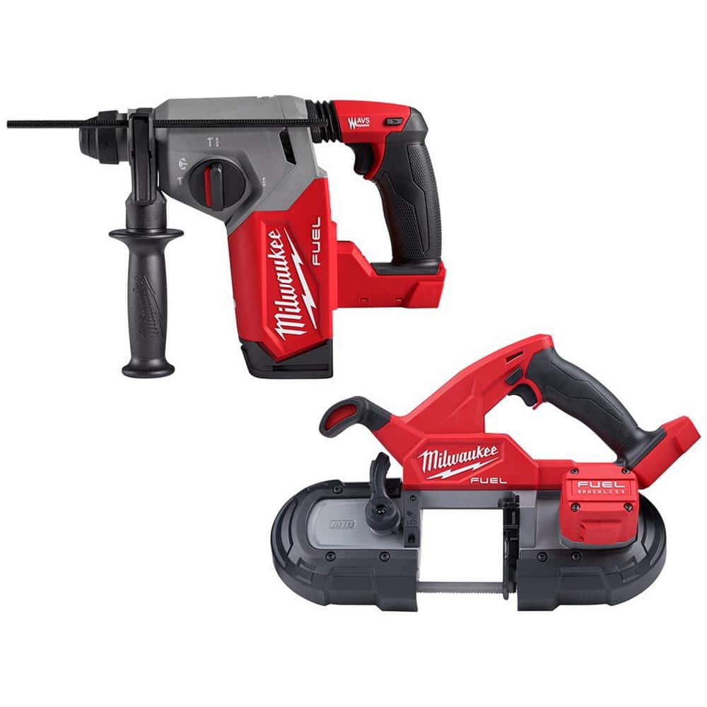 Milwaukee M18 FUEL 18V Lithium-Ion Brushless Cordless 1 in. SDS-Plus Rotary Hammer with Compact Bandsaw (2-Tool) 2912-20-2829-20 - Mycitystee