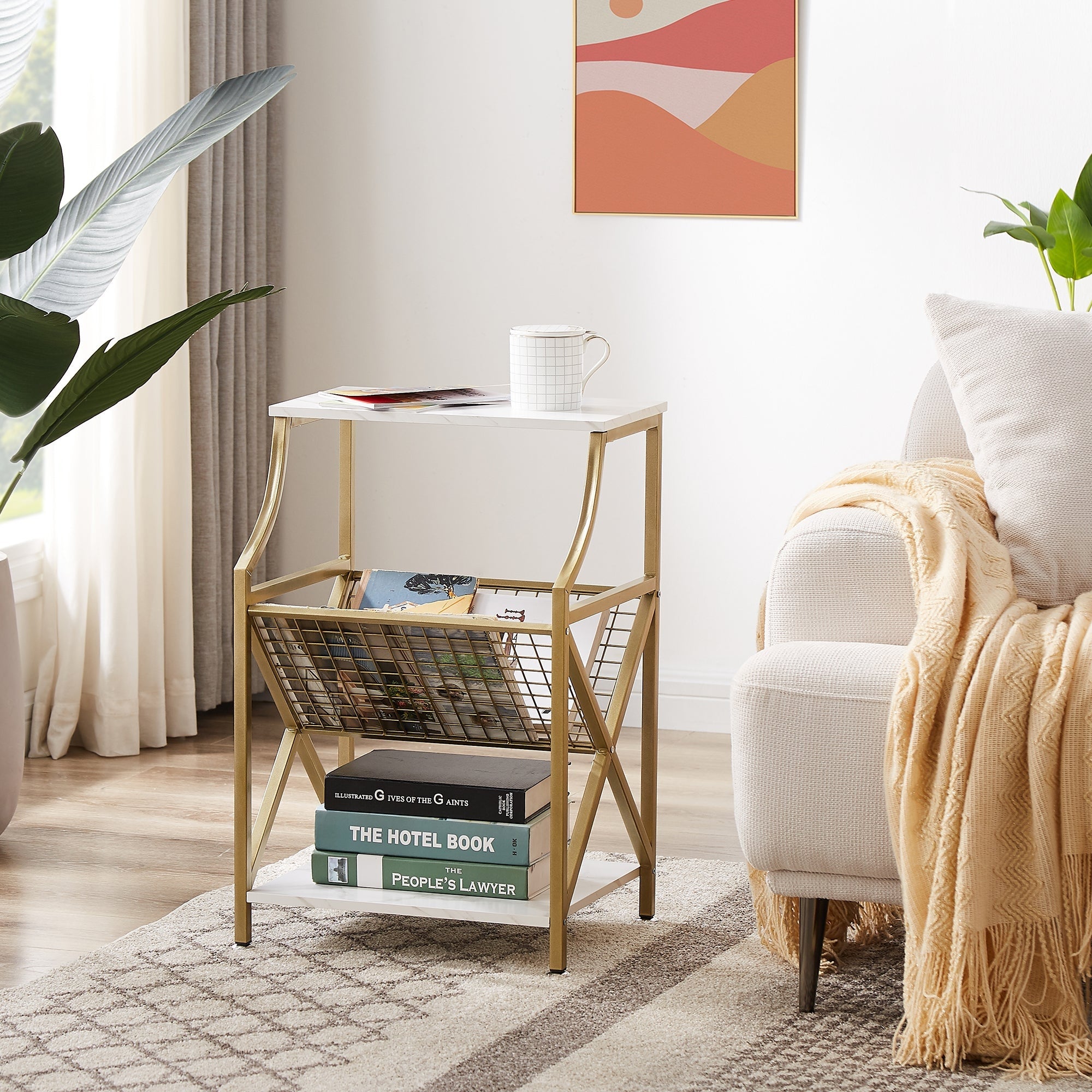 Modern 3-tier Open Storage Shelf Side Table Magazine Holder - Mycitystee