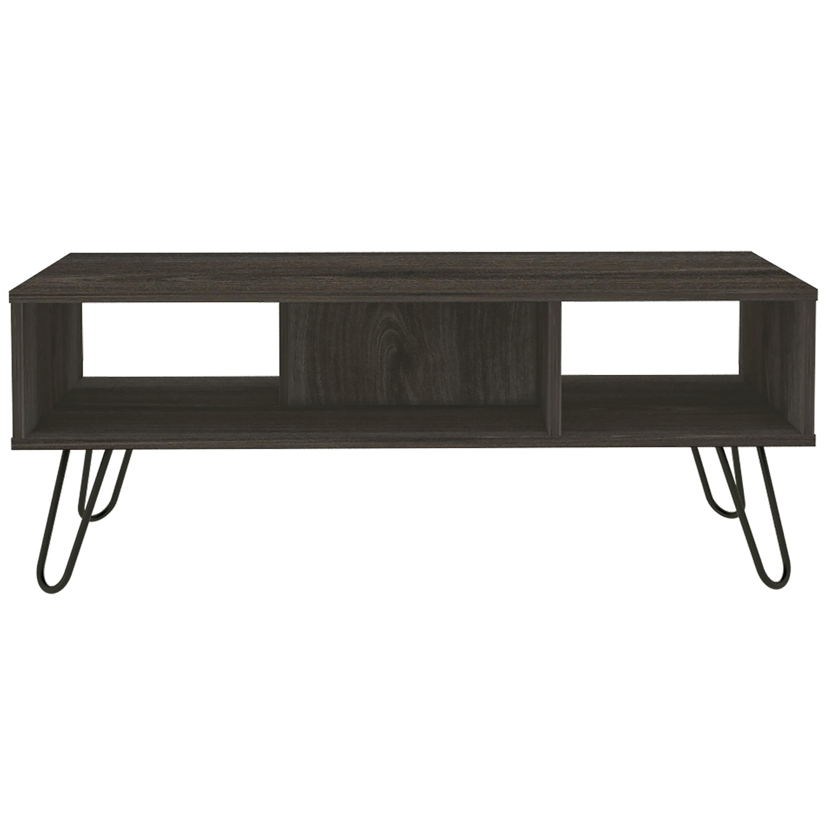 Minimalist Style Coffee Table with Hairpin Legs and Two Shelves - Mycitystee