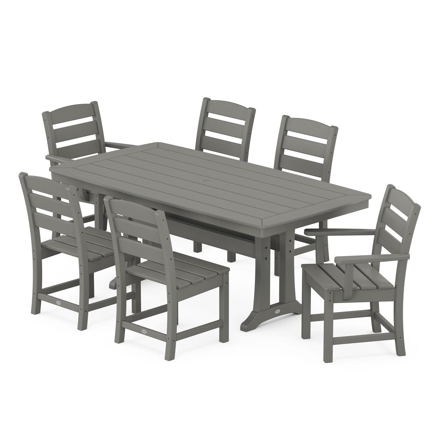 POLYWOOD Lakeside 7-Piece Nautical Trestle Dining Set - Mycitystee