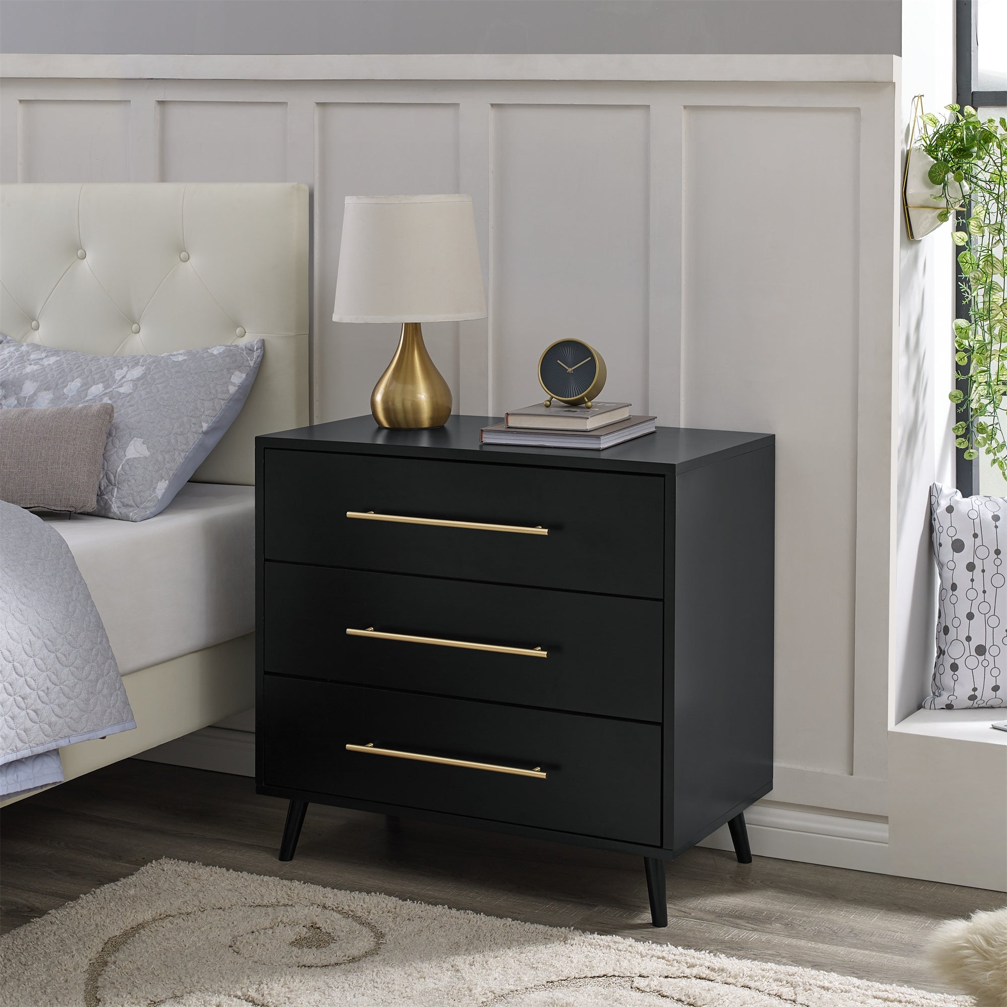 MUSEHOMEINC Mid-Century 3 Drawer Dresser/Nightstand for Bedroom Modern Chest of Drawers， 3 Tier Storage Organizer - - 36685635 - Mycitystee