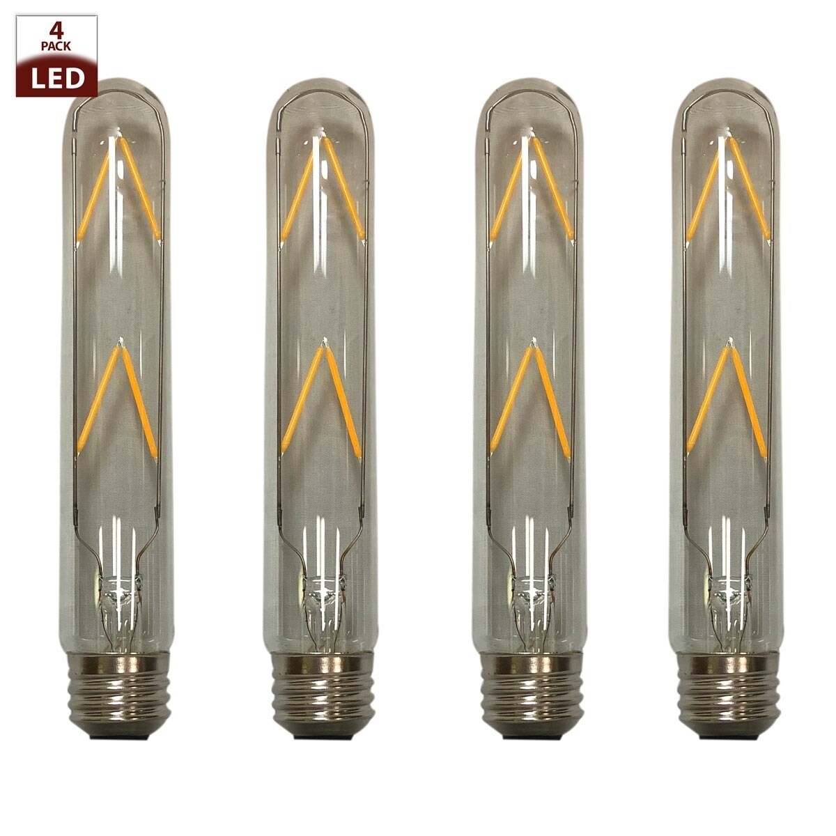 Royal Designs Decorative Vintage Clear Indoor or Outdoor Tall Tubular Edison E26 Medium Base Dimmable LED Light Bulbs， 4 Pack - Mycitystee