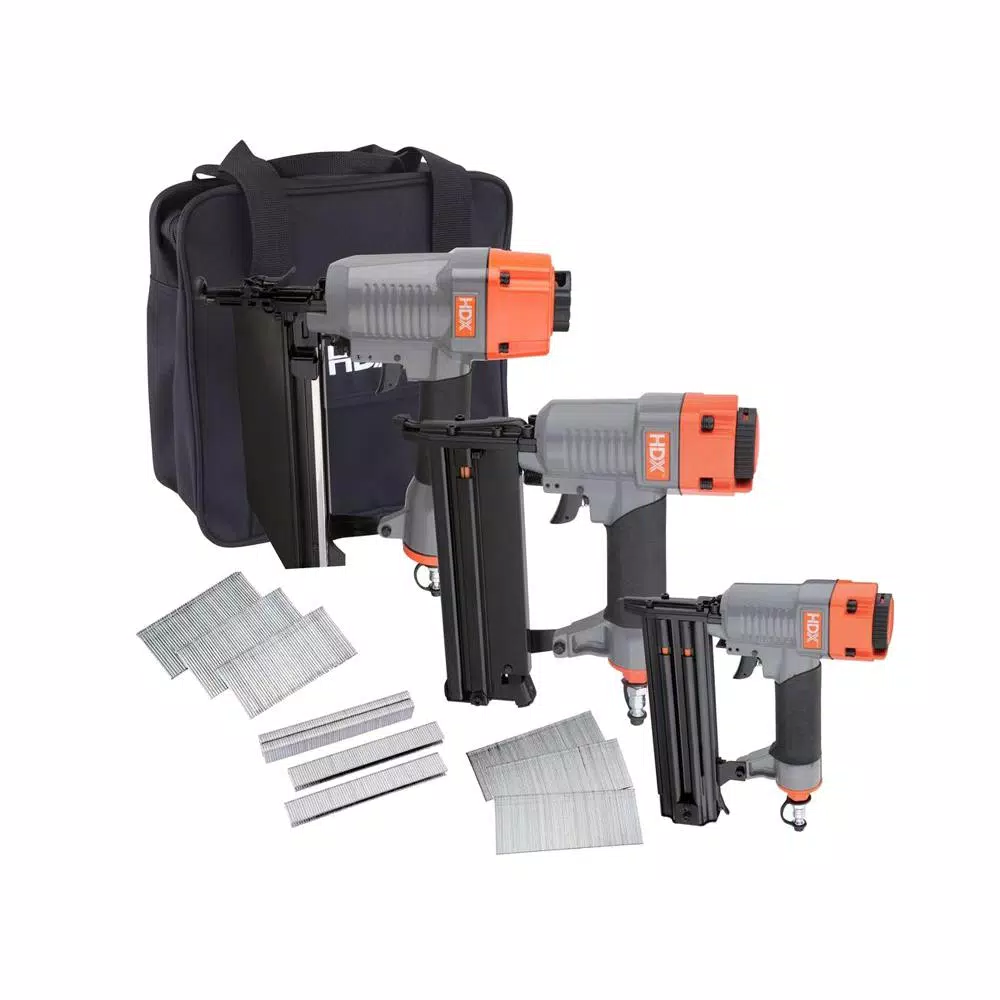 HDX Pneumatic Finishing Nailer Kit with Canvas Bag (3-Piece) and#8211; XDC Depot - Mycitystee