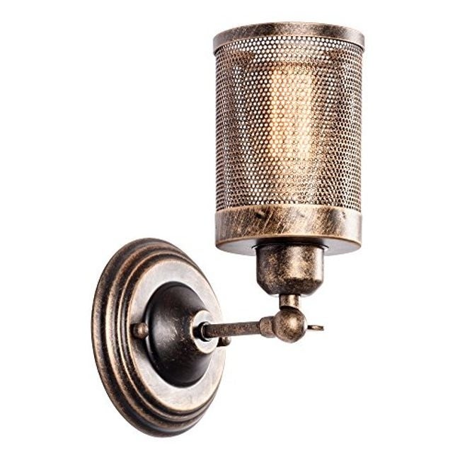 Rustic single head adjustable wall sconce with cage net shade - Mycitystee