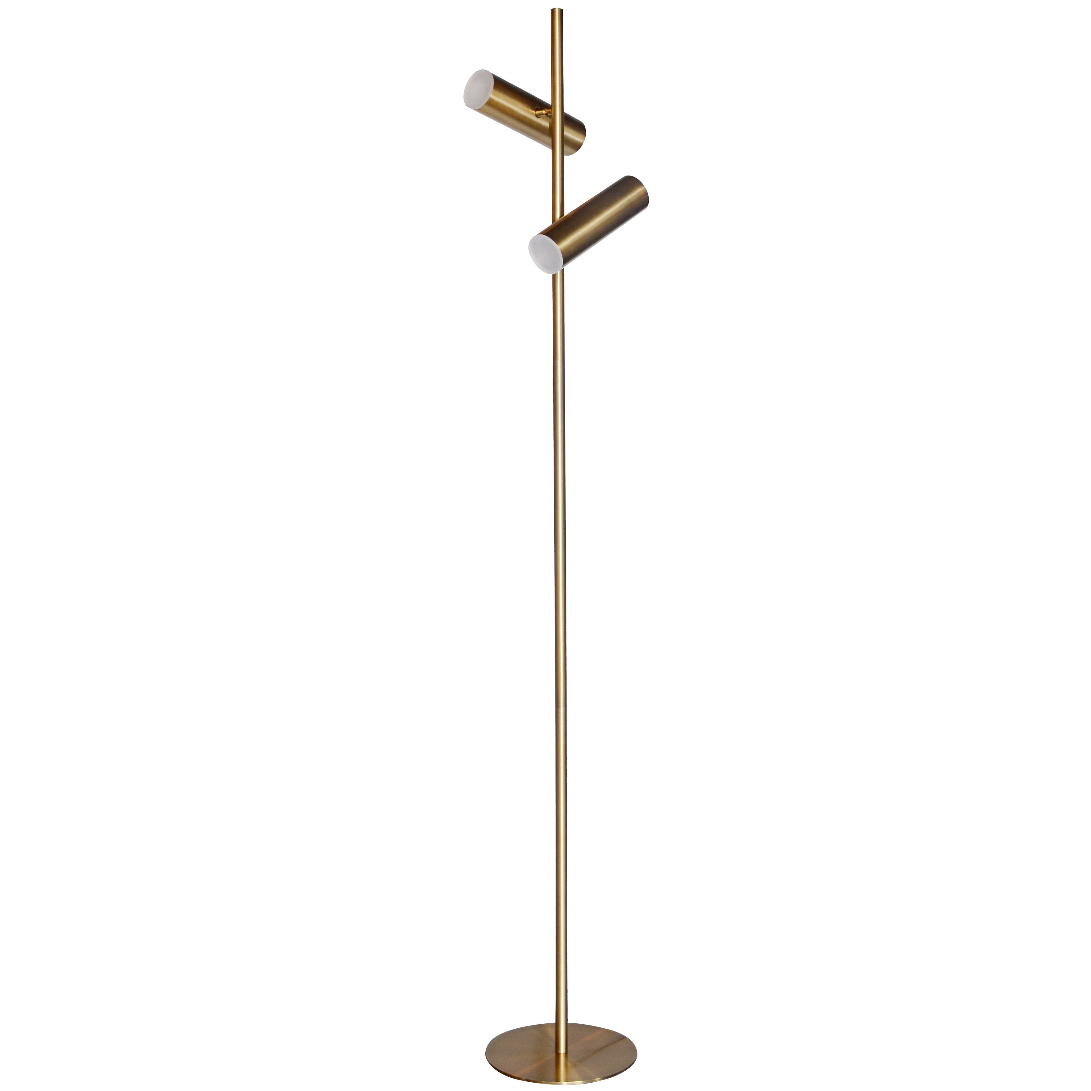 12W Floor Lamp， Aged Brass with Frosted Acrylic Diffuser - Mycitystee