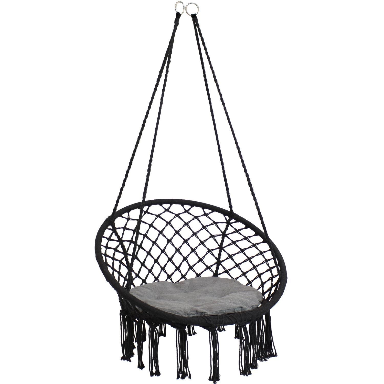 Ultimate Patio Macrame Hammock Chair w/ Tassels and Cushion - Mycitystee