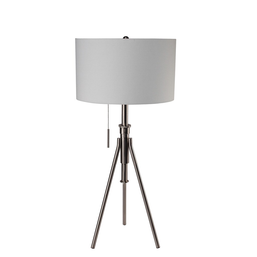 Mid-Century Adjustable Tripod Brushed Silver Metal Table Lamp - Mycitystee