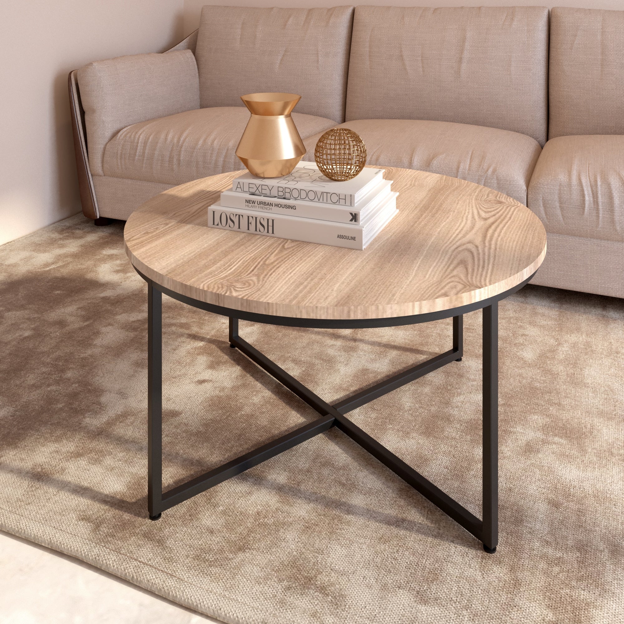 Modern Style TiramisuBest Round Metal Coffee Table - Mycitystee