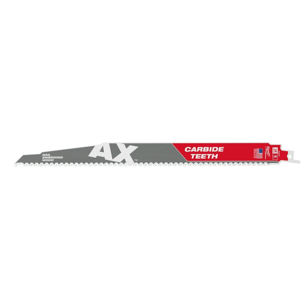 Milwaukee 12 in. 5 TPI The Ax Carbide Teeth SAWZALL Blades 3PK 48-00-5327 from Milwaukee - Mycitystee