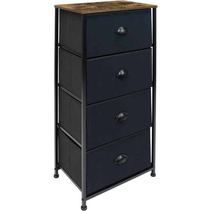 Sorbus Black Dresser with 4 Drawers and Rustic Wood Top for Bedroom Dorm Office - - 35436452 - Mycitystee