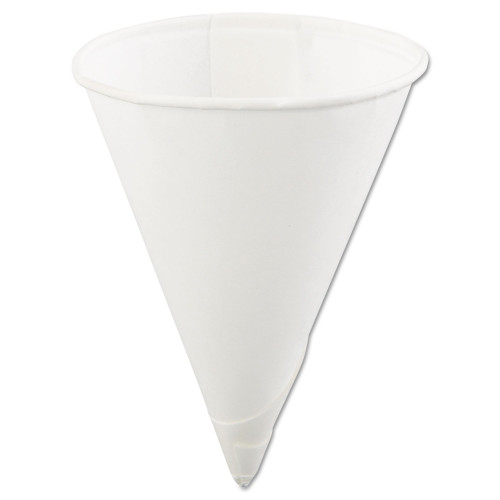 Konie Rolled Rim Paper Cone Cups， 4oz， White， 200/Bag， 25 Bags/Carton (40KR) - Mycitystee