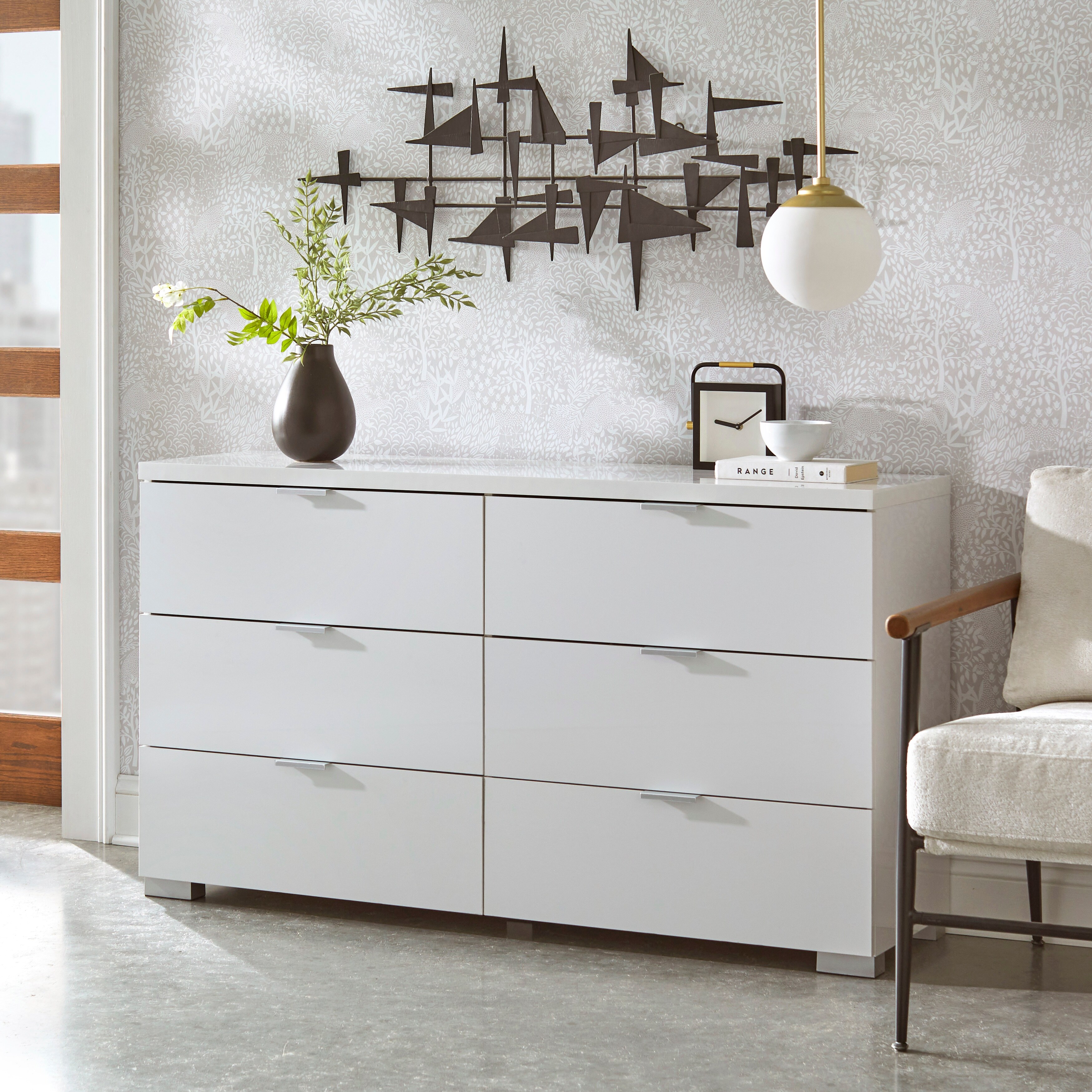 Porch and Den Summerfest High Gloss White 6-drawer Chest - - 17969655 - Mycitystee