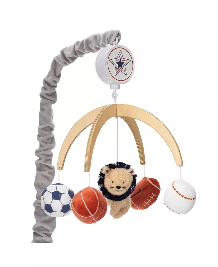 Lambs Ivy Hall of Fame Lion Sports Balls Musical Baby Crib Mobile Soother Toy - Mycitystee