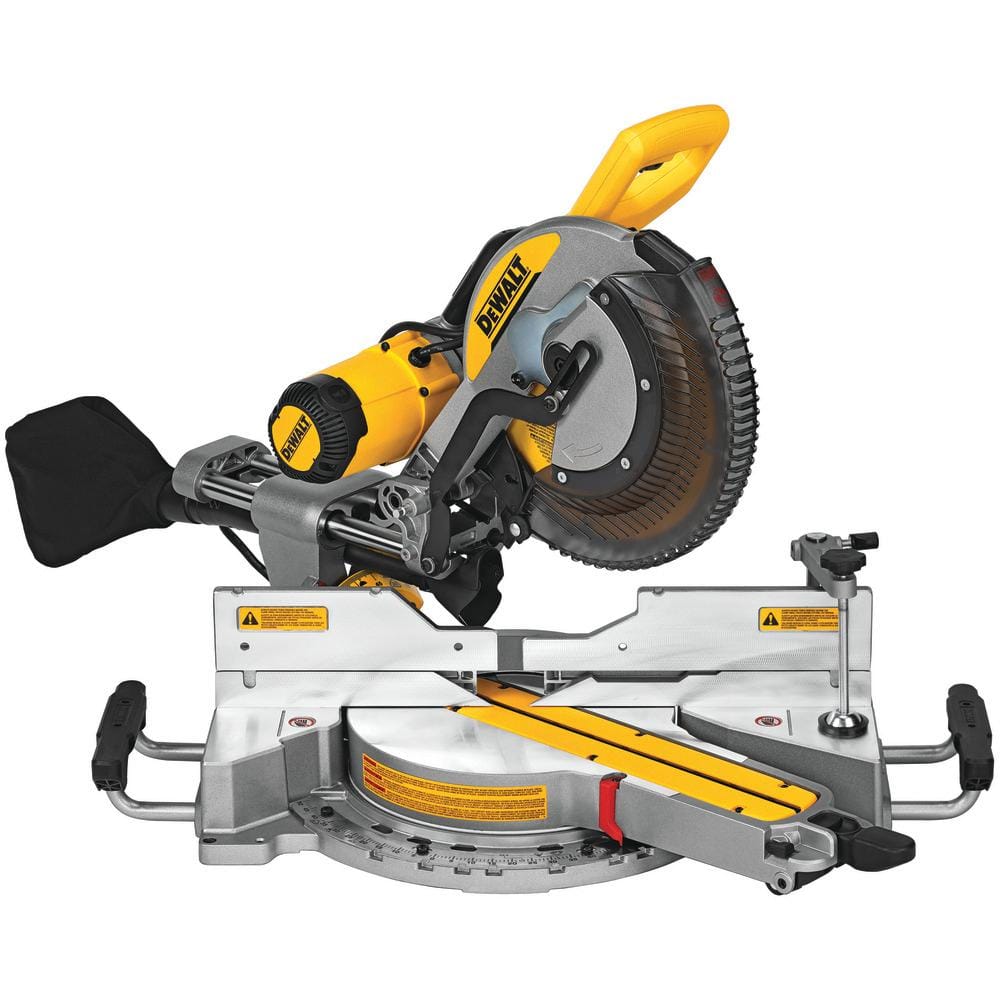 DEWALT 15 Amp Corded 12 in. Double Bevel Sliding Compound Miter Saw, Blade Wrench and Material Clamp DWS779 - Mycitystee