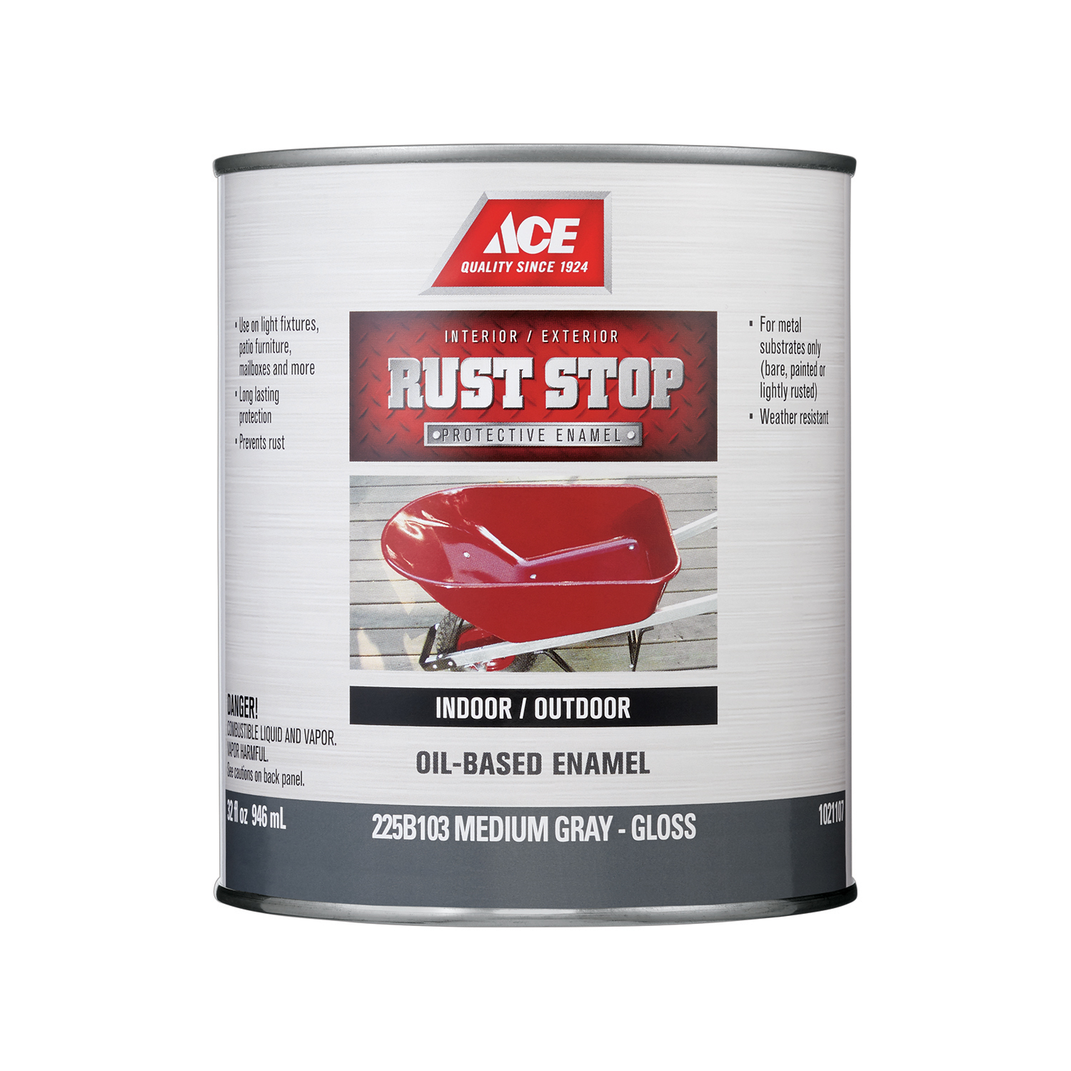 Ace Rust Stop Indoor/Outdoor Gloss Medium Gray Oil-Based Enamel Rust Preventative Paint 1 qt - Mycitystee