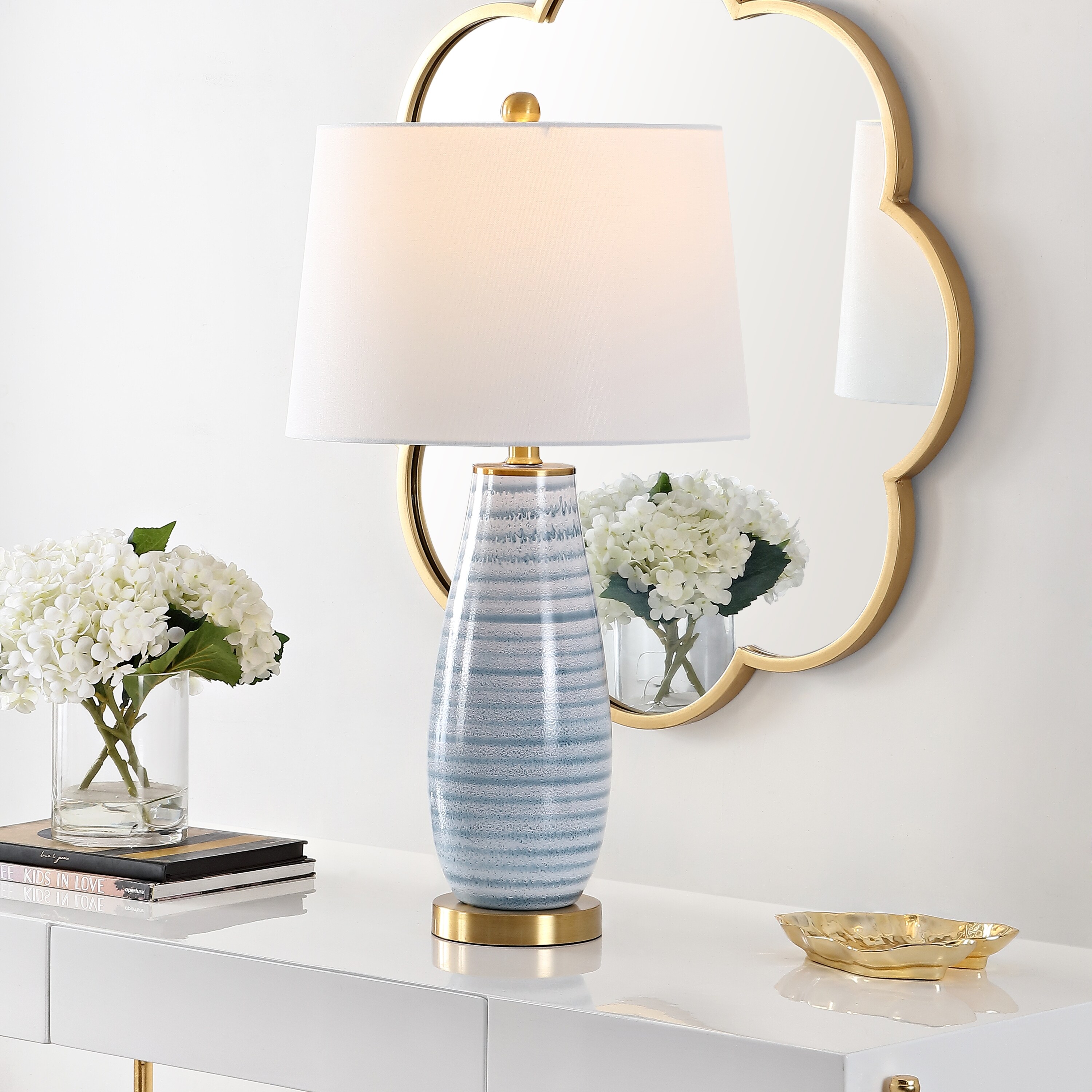 SAFAVIEH Lighting 26.5-inch Eliana Glass Table Lamp - 15