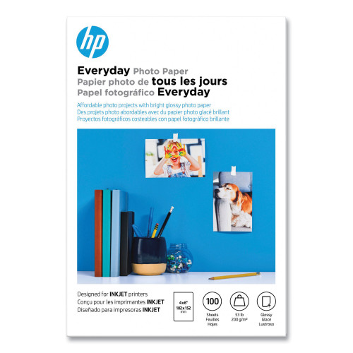 HP Everyday Glossy Photo Paper， 8 mil， 4 x 6， Glossy White， 100/Pack (CR759A) - Mycitystee