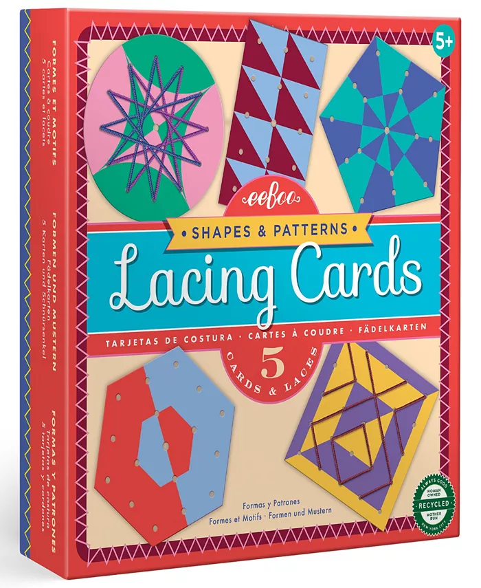 Eeboo Shapes Patterns Lacing Cards， Set of 5 - Mycitystee