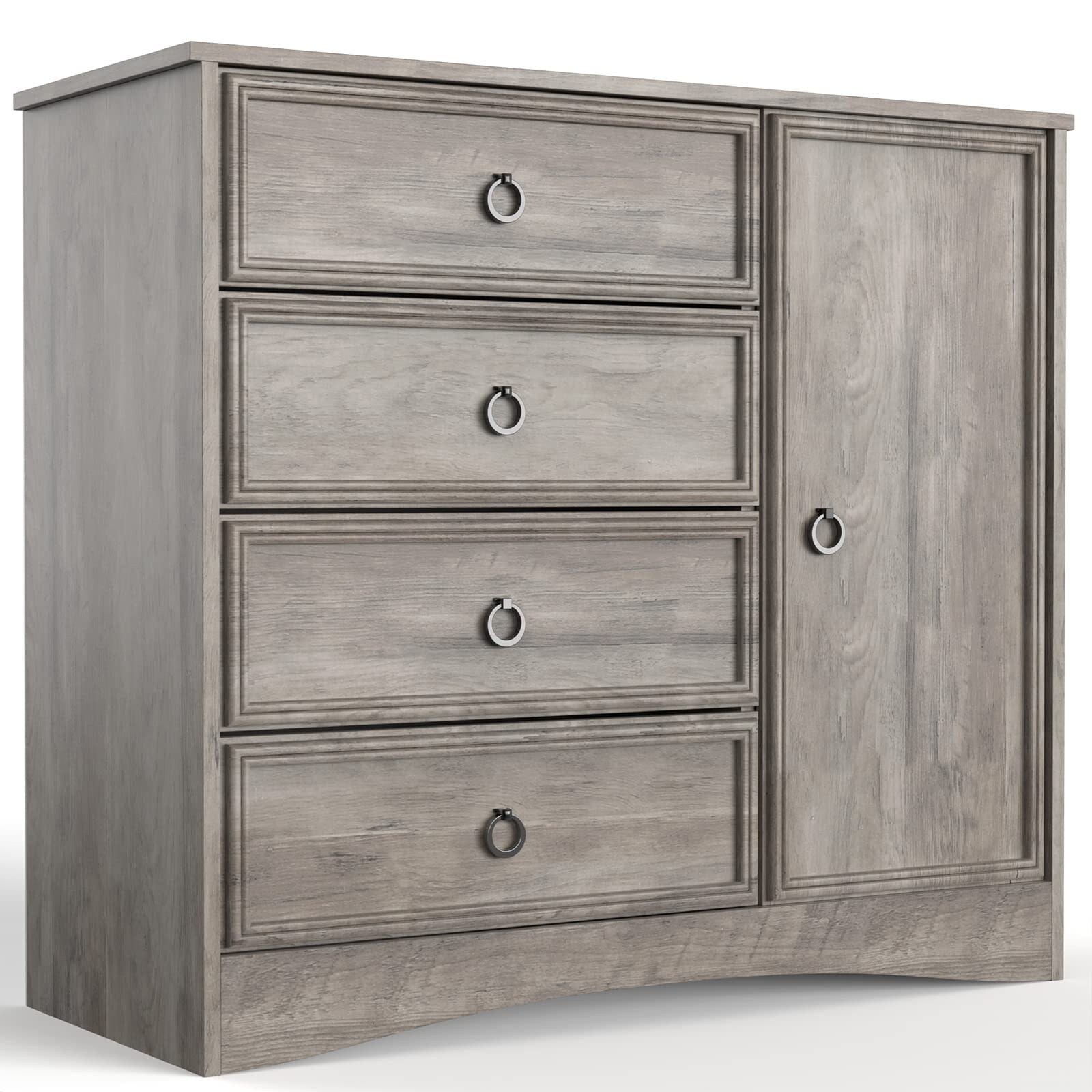 Modern 4 Drawer Dresser， Dressers for Bedroom Adjustable Shelves， Tall Chest of Drawers Closet Organizers and Storage - - 37668445 - Mycitystee