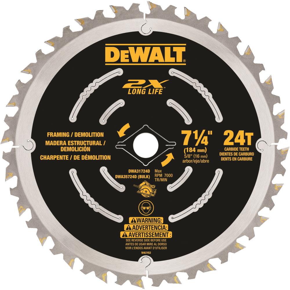 DEWALT 7-1/4 In. 24T Demo Framing Blade DWA31724D from DEWALT - Mycitystee
