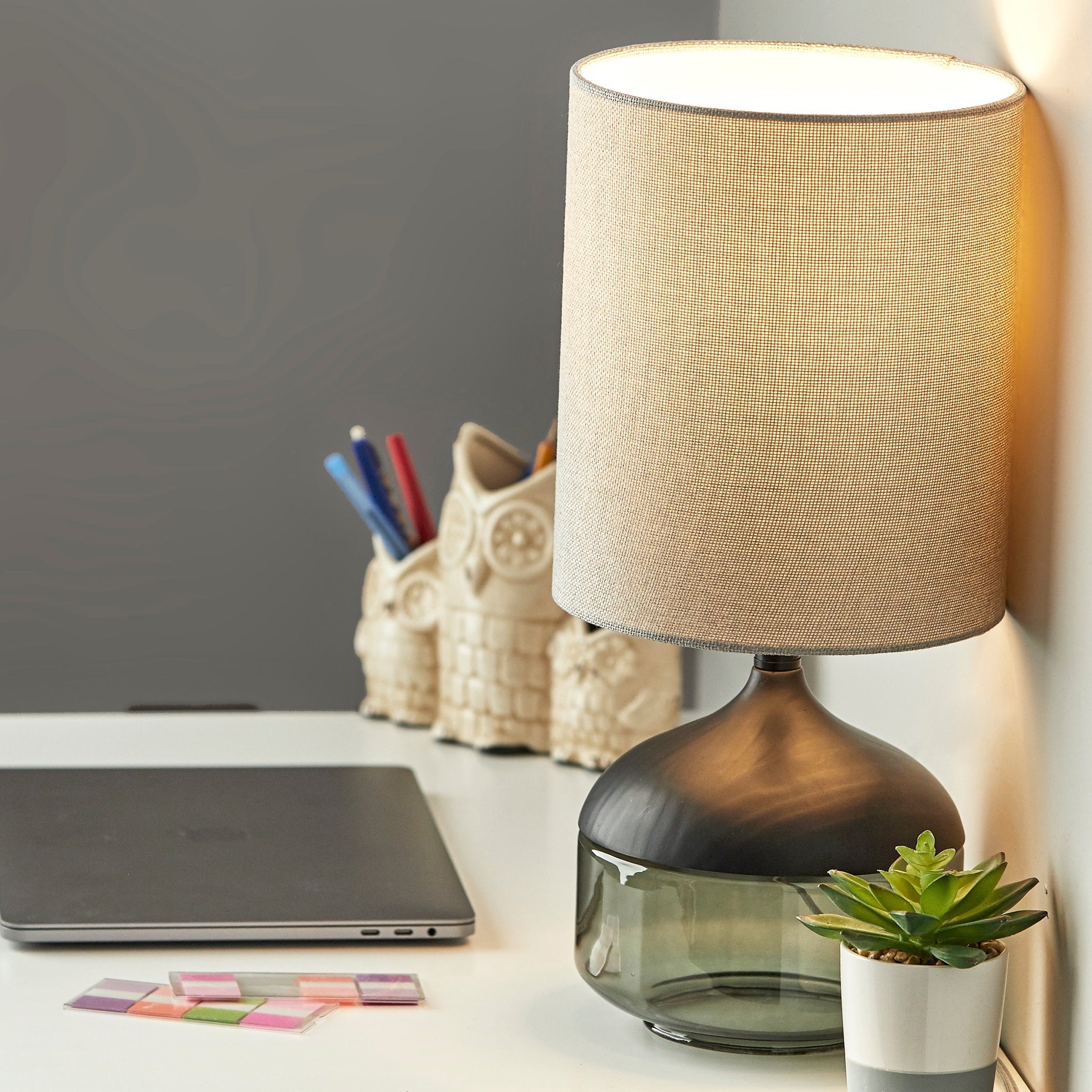 Porch and Den Foxglove Smoked Glass Table Lamp - Mycitystee
