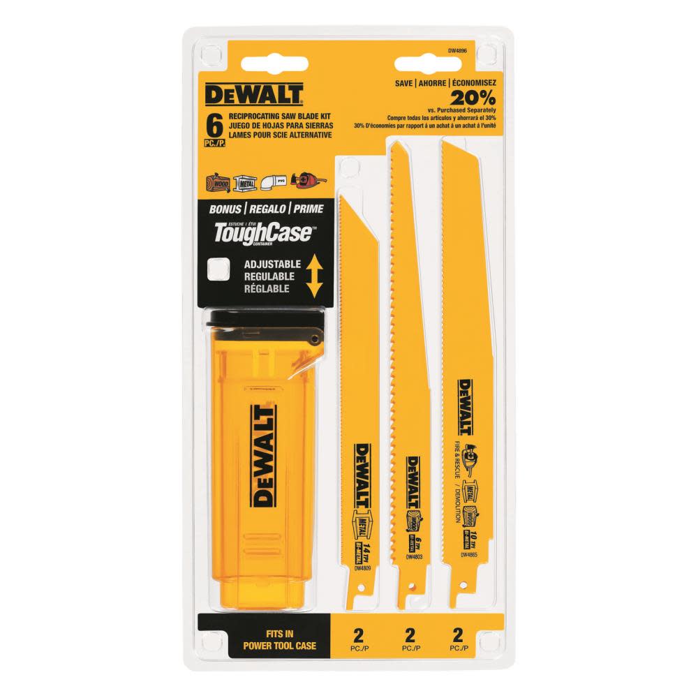 DEWALT Bi-Metal Reciprocating Saw Blade 6-Pack with Telescoping Case DW4896 from DEWALT - Mycitystee