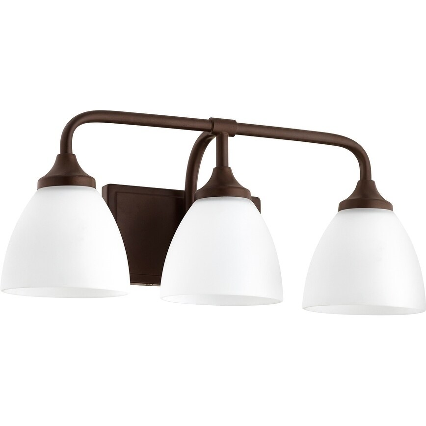 Enclave Oiled Bronze and Satin Opal 3-light Vanity Lighting - Mycitystee