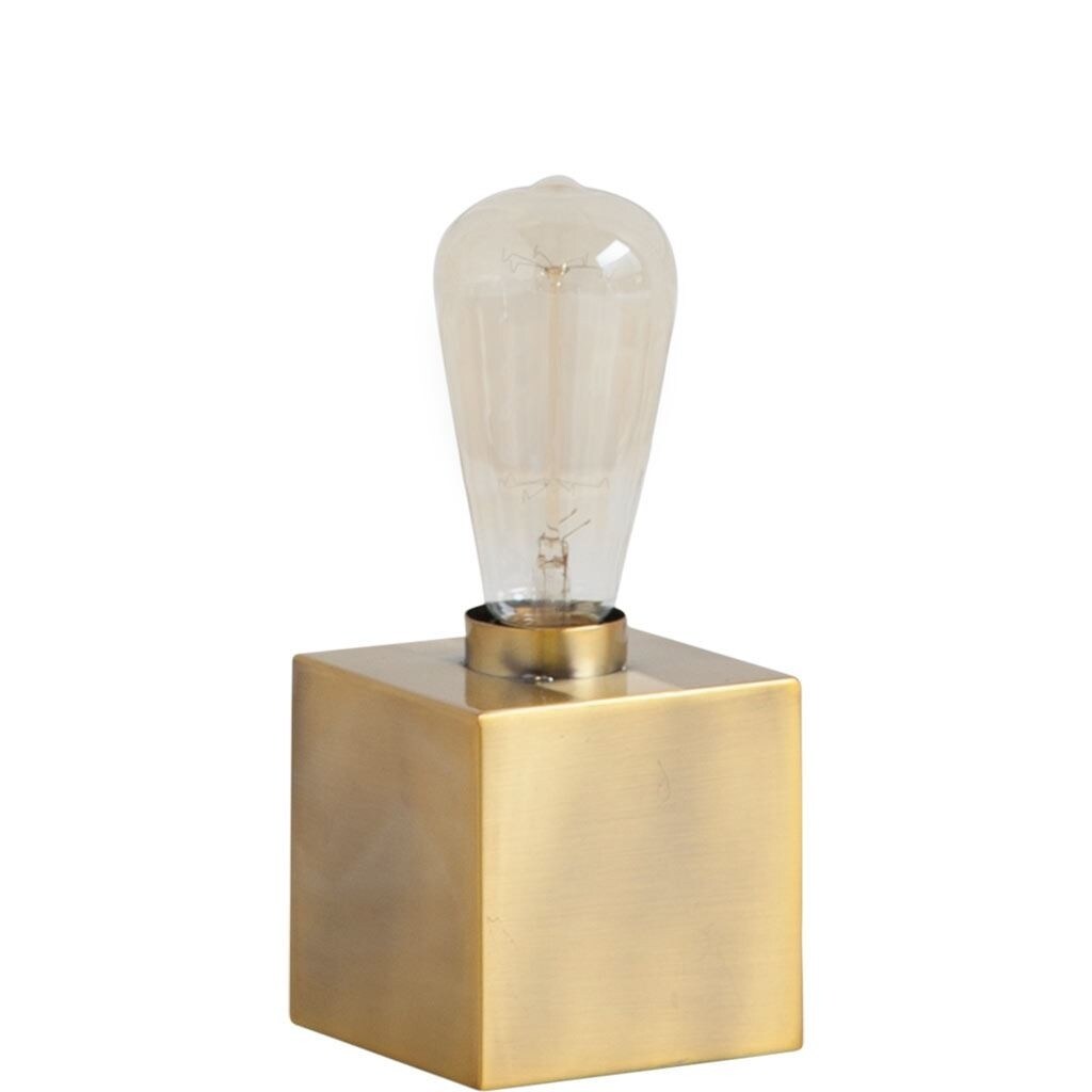 Gold Square Exposed Bulb Table or Desk Lamp - 4.5