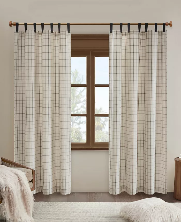 Madison Park Anaheim Plaid Tab Top Fleece Lined Window Panel， 50