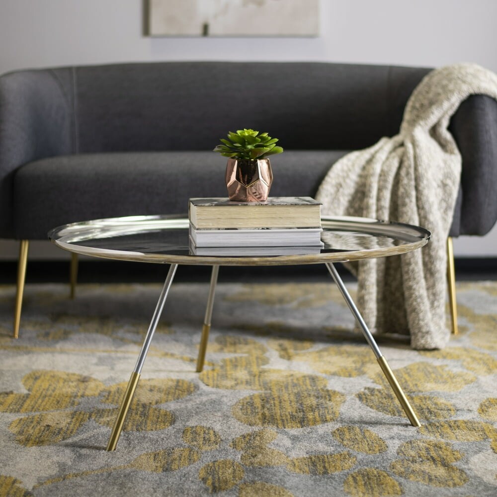 Orson Contemporary Coffee Table with Metal Gold Cap - Mycitystee