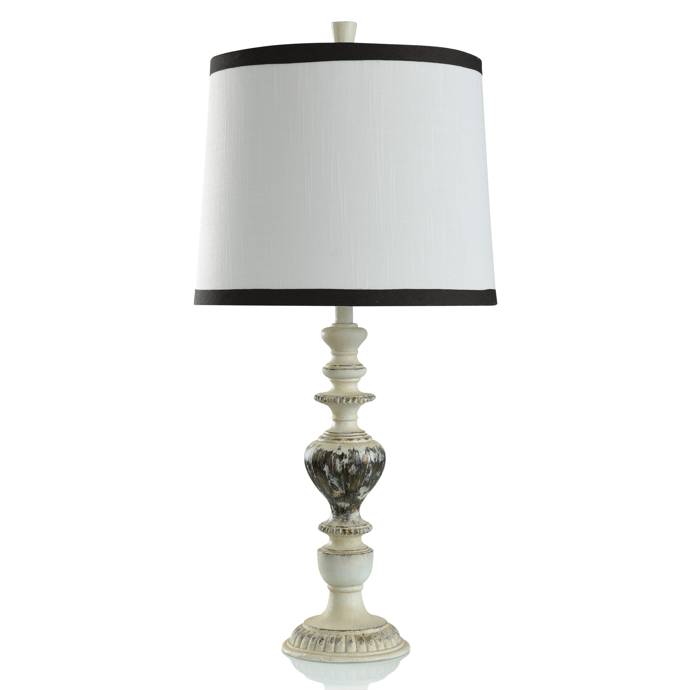 Iuka Farmhouse- Traditional Table Lamp - Ivory， Brown - White and Black Shade - Mycitystee