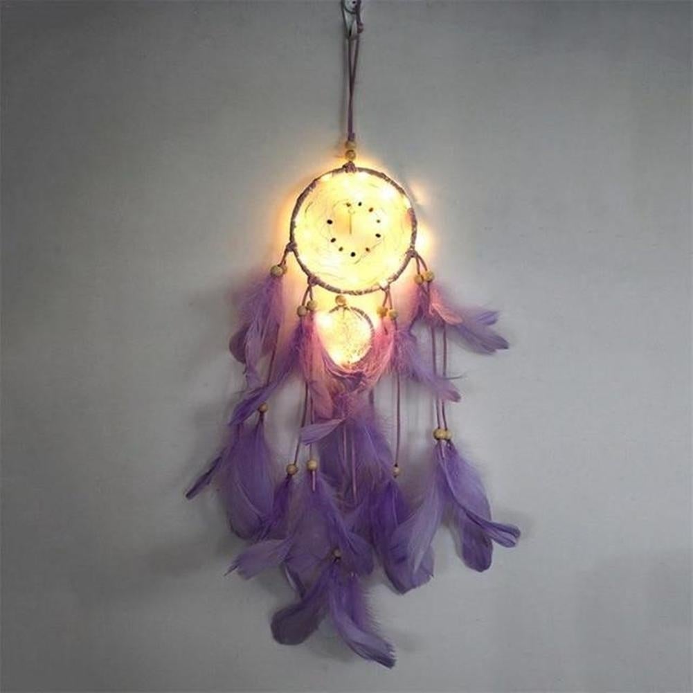 Dream Catcher LED Lighting Feather Dreamcatcher Girl Room Bell Bedroom Romantic Hanging Purple - Medium Shopping - The Best Deals on String Lights | 3 - Mycitystee