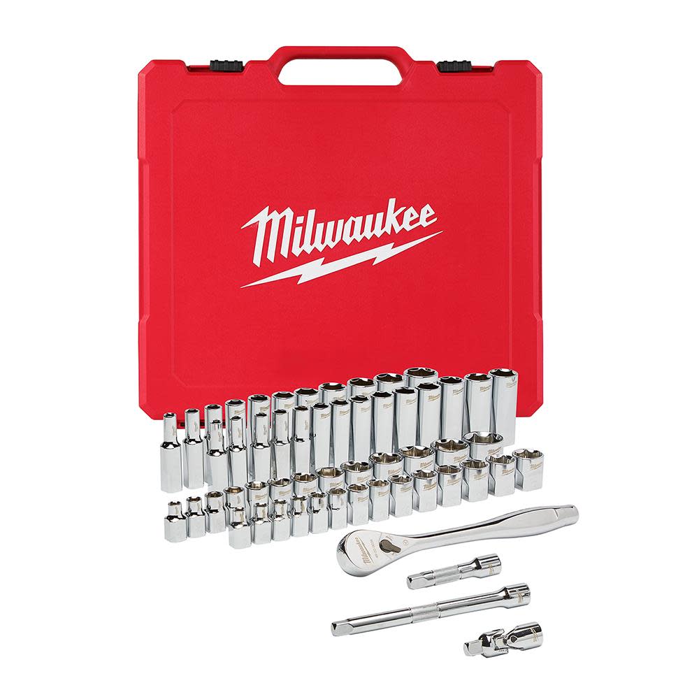 Milwaukee 3/8 in. Drive 56 pc. Ratchet and Socket Set - SAE and Metric 48-22-9008 from Milwaukee - Mycitystee