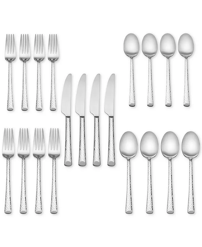 Hampton Forge Skandia Vale Hammered 20-Pc. Flatware Set， Service for 4 - Mycitystee