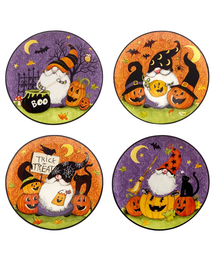Certified International Halloween Gnomes Dessert Plate Set， 4 Pieces - Mycitystee