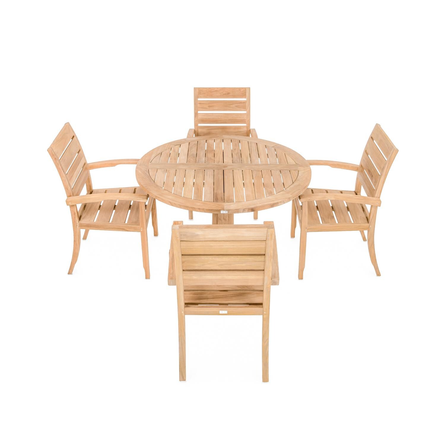 Signature Wistow Lane 5 Piece Teak Patio Dining Set W/ 48 Inch Round Table - Mycitystee