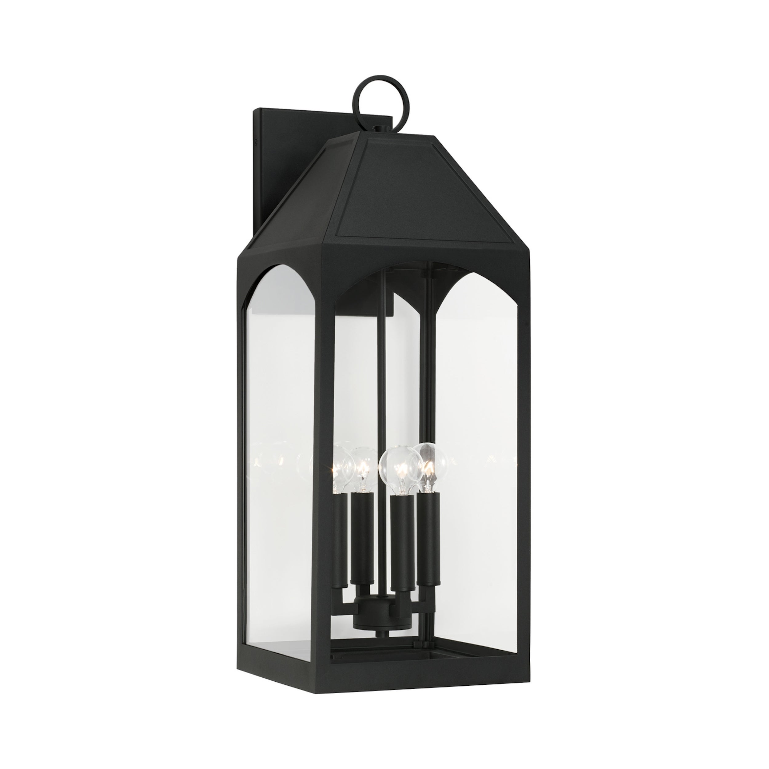 Burton Outdoor 4-light Black Large Wall Lantern w/ Clear Glass Shopping - The Best Deals on Outdoor Wall Lanterns | 39900037 - Mycitystee