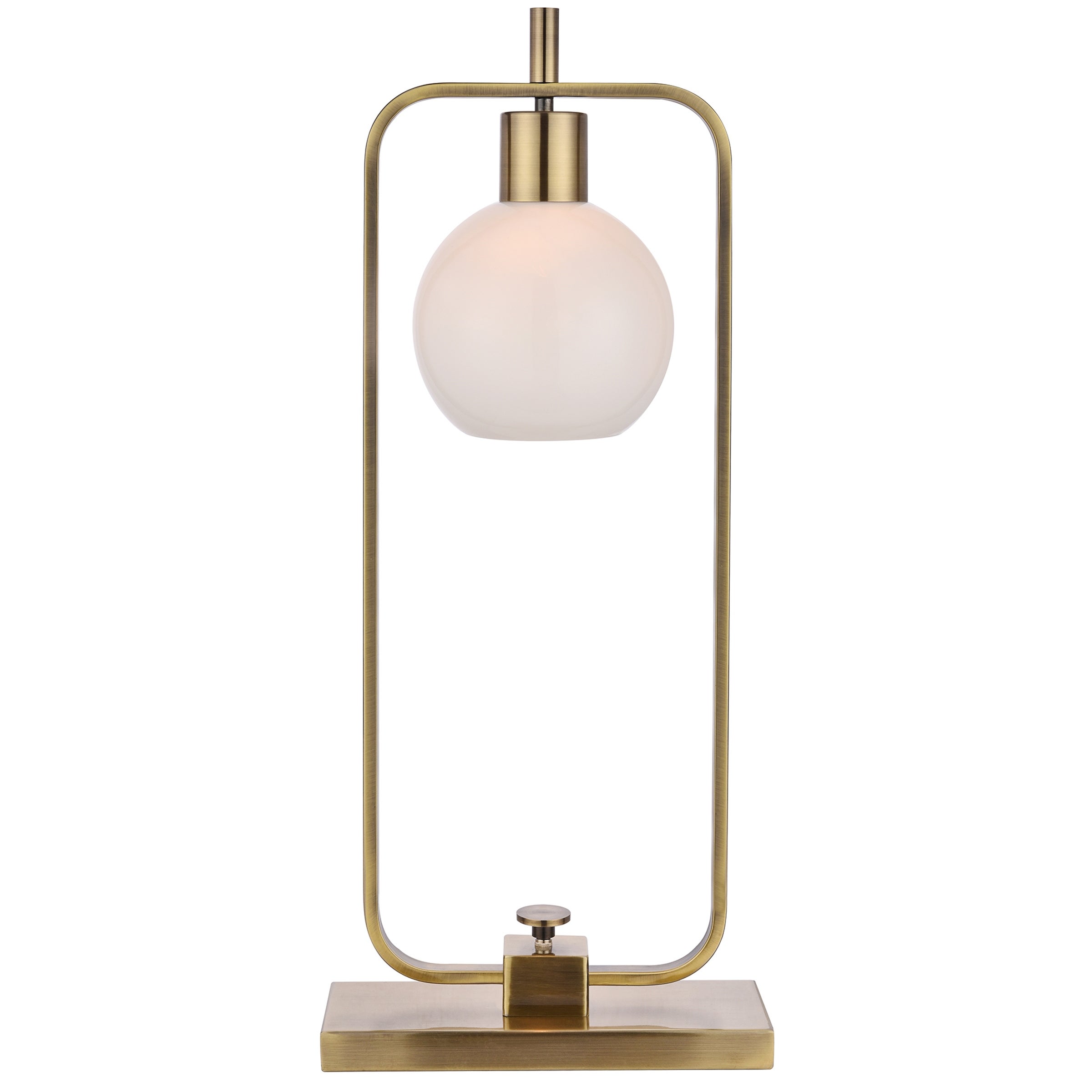 Harp and Finial Crosby Antique Brass Table Lamp with Opal Glass Shade - Mycitystee